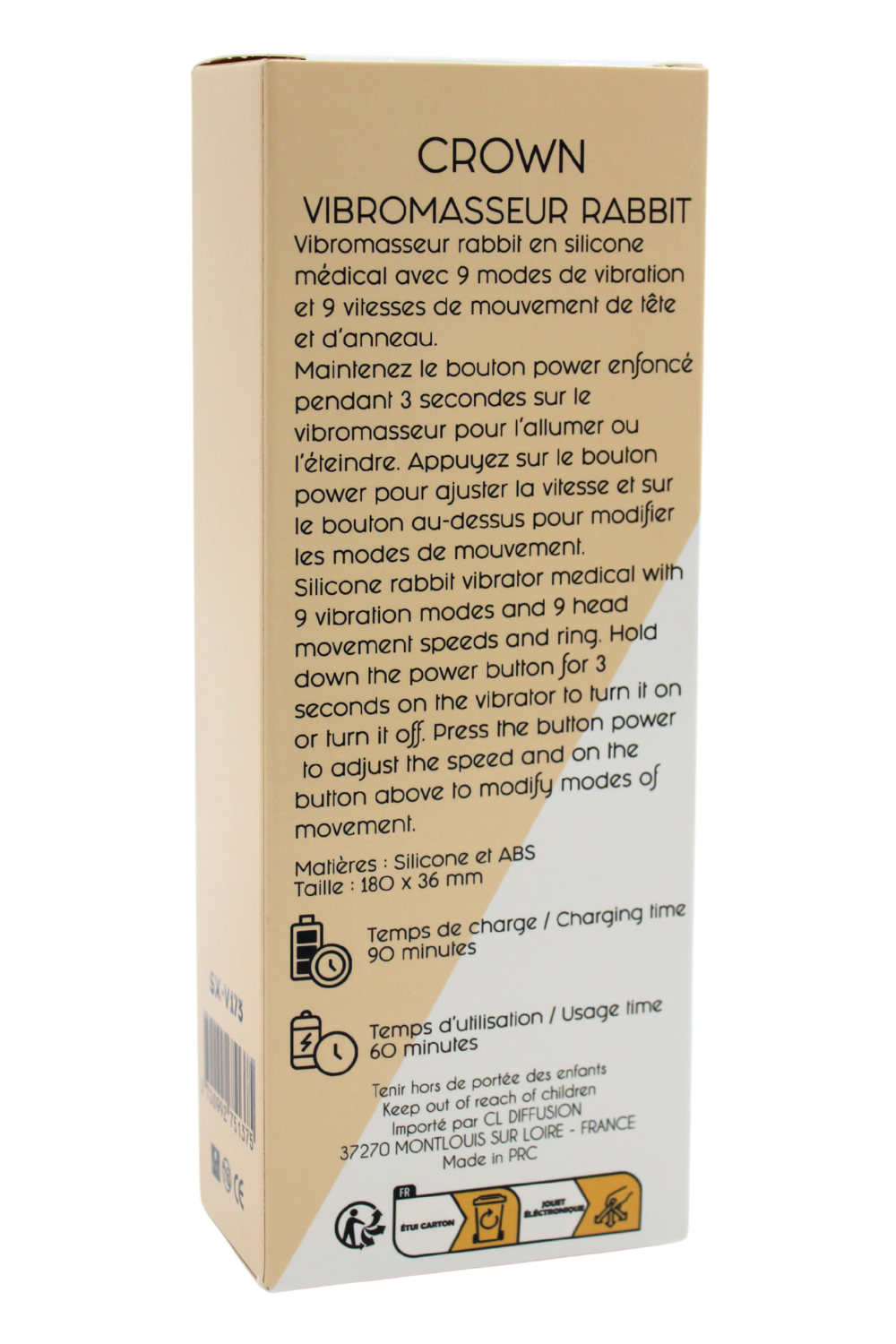 Vibromasseur Rabbit CROWN Double Action – Coeur Ardent – vue 6