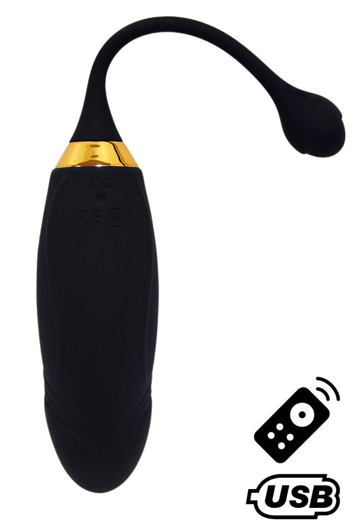 HAPPY, Un Œuf vibrant long USB avec télécommande, dans un silicone médical doux et lisse – Coeur Ardent – vue 3