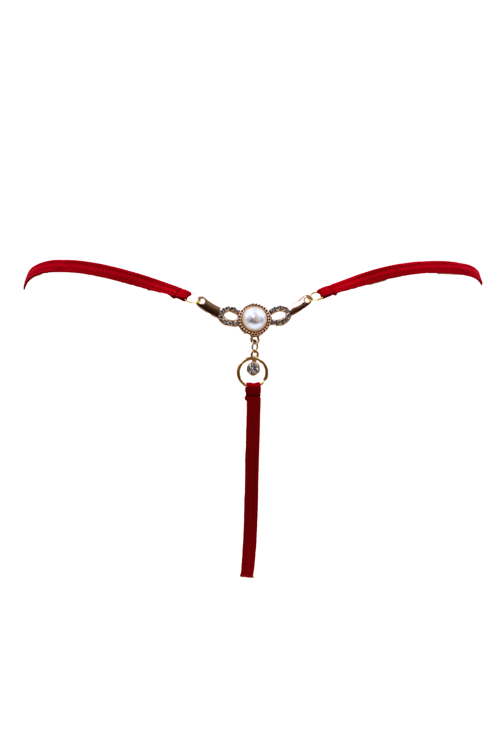 String rouge avec bijou perle strass dorés – Be Lily Panties – vue 6