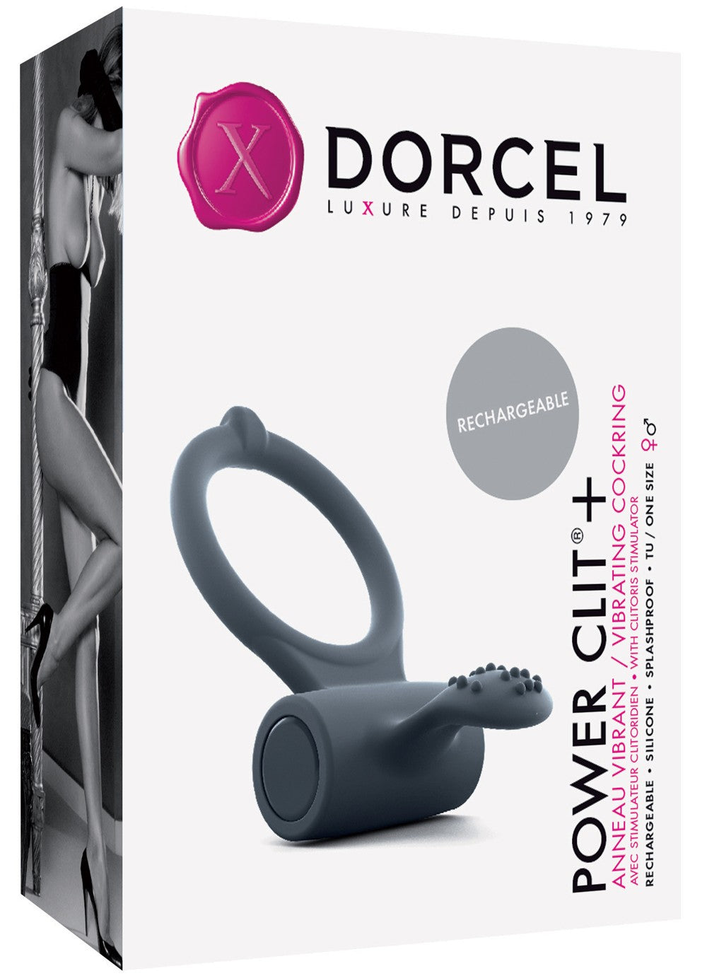 Anneau vibrant Power Clit+ noir rechargeable Dorcel – vue 4
