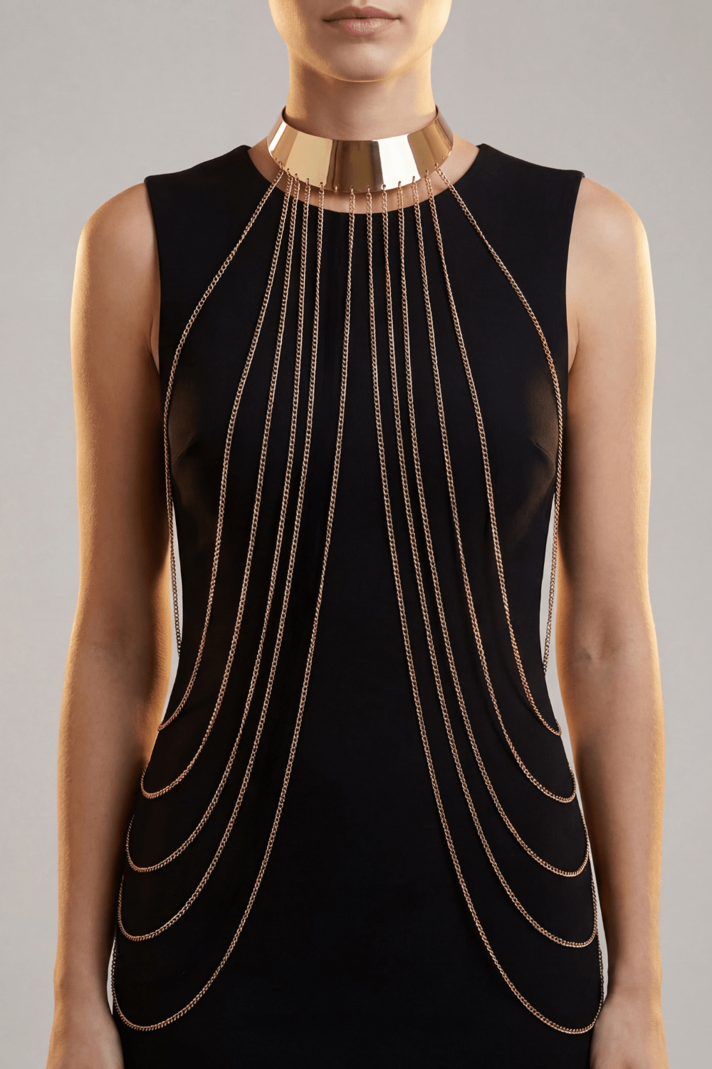 Bijou Tour de cou avec chaines de corps doré – Be Lily Accessories – vue 9