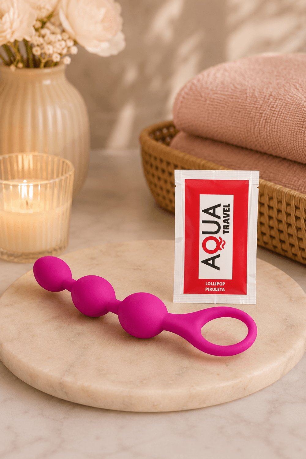 Chapelet anal fuchsia 3 boules en silicone – Pocket Pleasure – vue 4