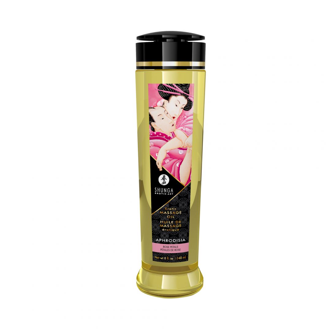 Huile de massage érotique – Aphrodisia – Rose – 240 ml – Shunga – vue 1