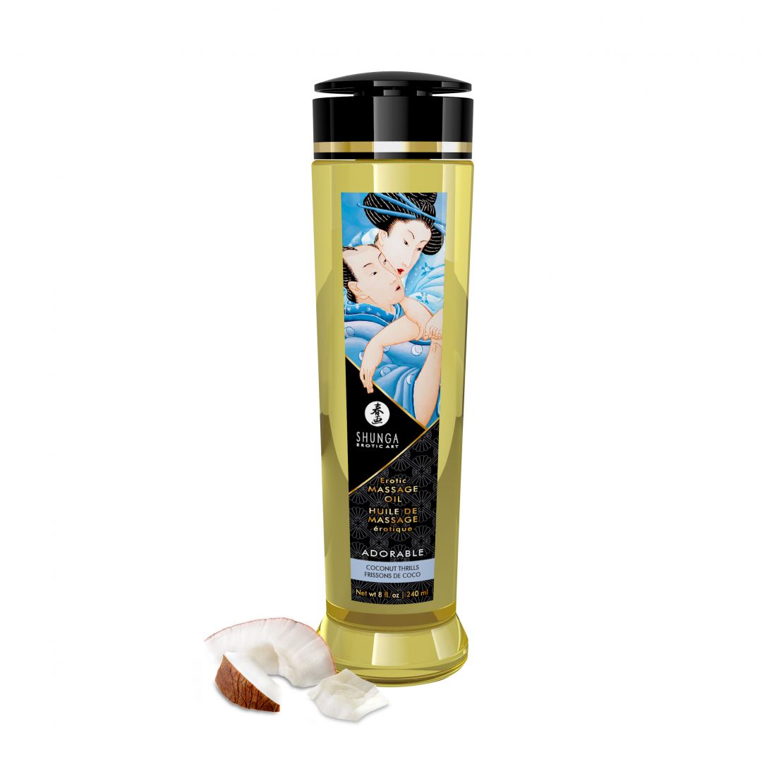 Huile de massage érotique – Adorable – Frissons de coco – 240 ml – Shunga – vue 2