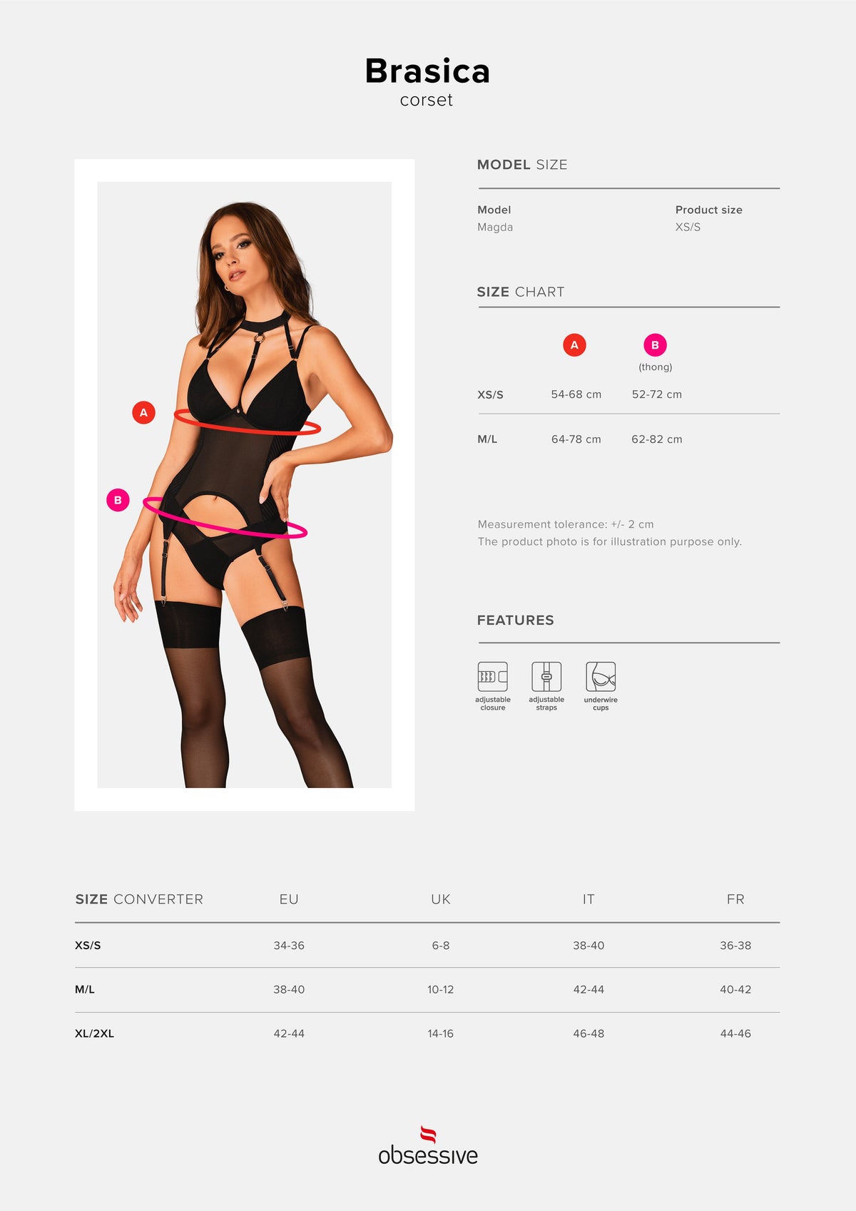 Corset Brasica noir avec culotte Obsessive – vue 8