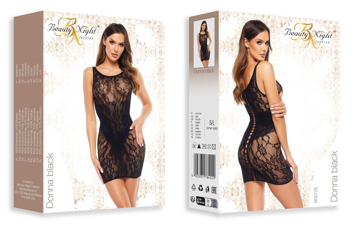 Donna robe lingerie – Noire – Beauty Night – vue 8