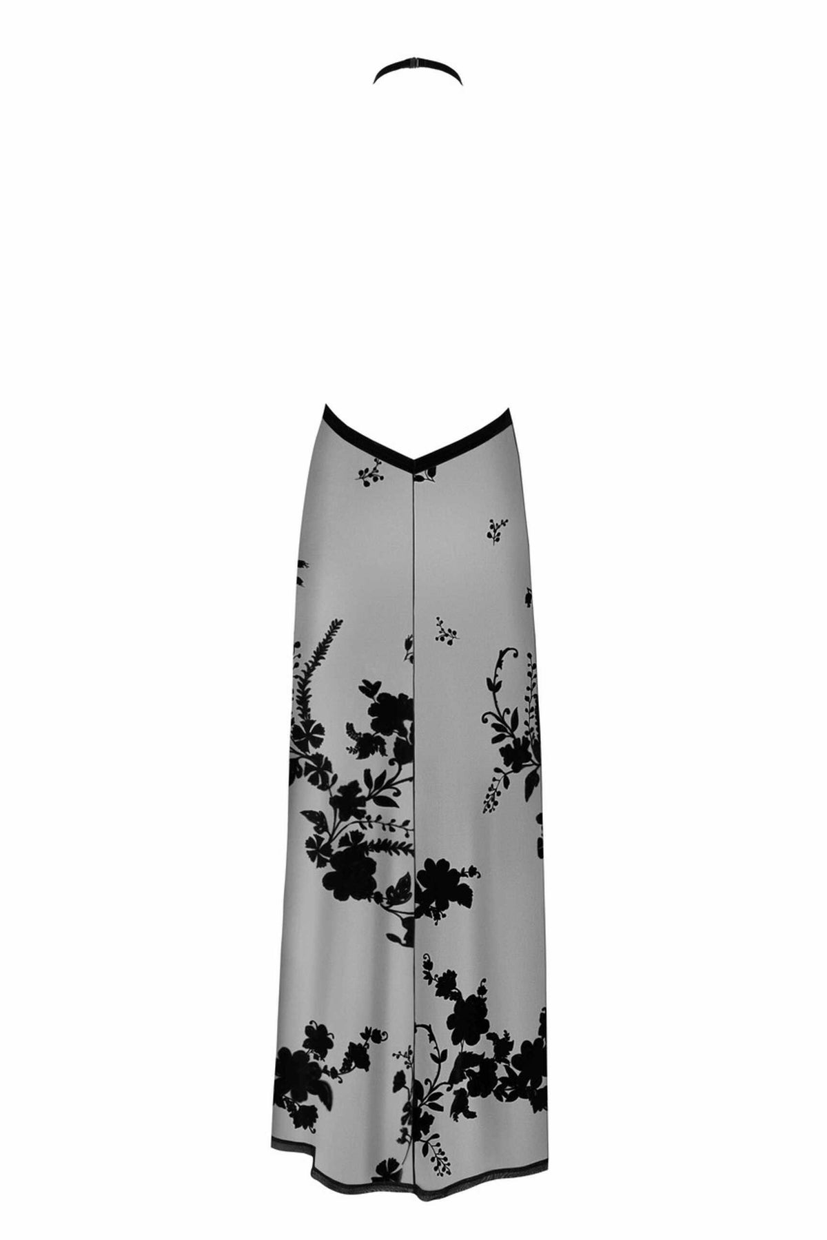F312 Divinity robe longue en maille floquée avec dos ouvert – Noir Handmade – vue 5