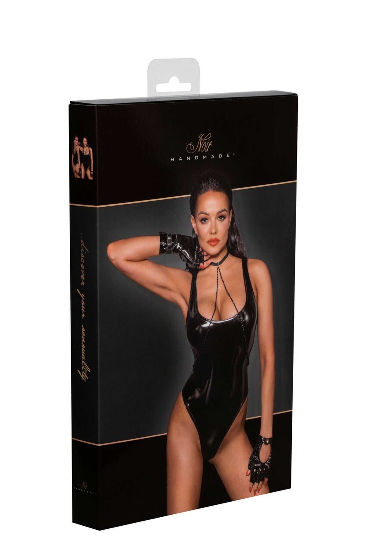 F245 PVC body avec ourlet inférieur échancré – Noir Handmade – vue 7