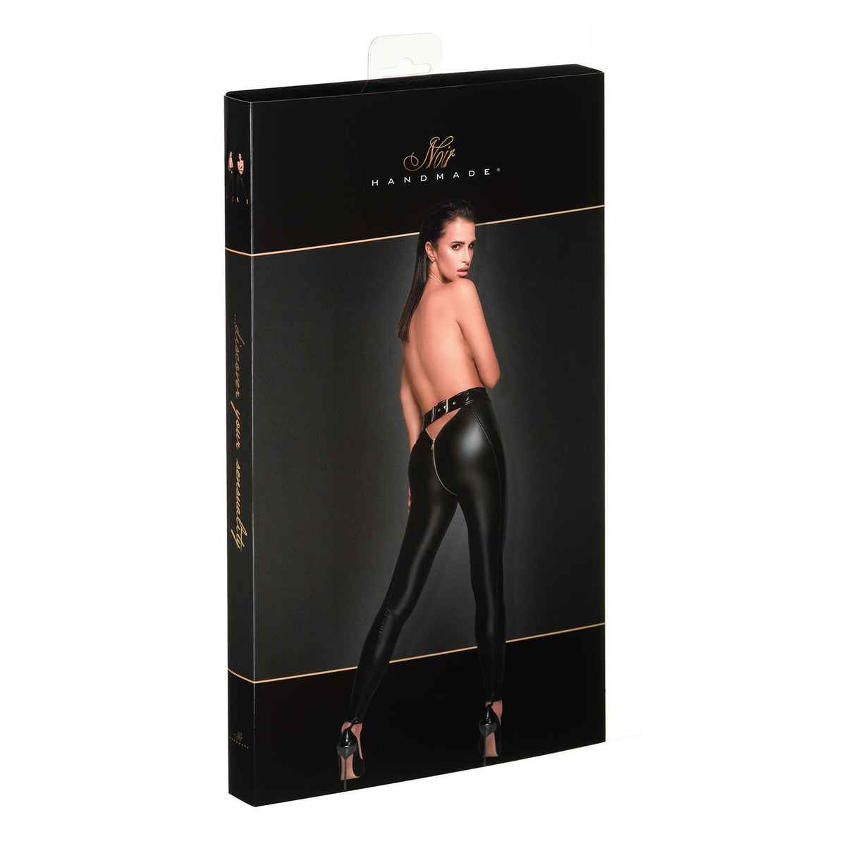 F217 legging avec Fermeture Éclair – Noir Handmade – vue 5