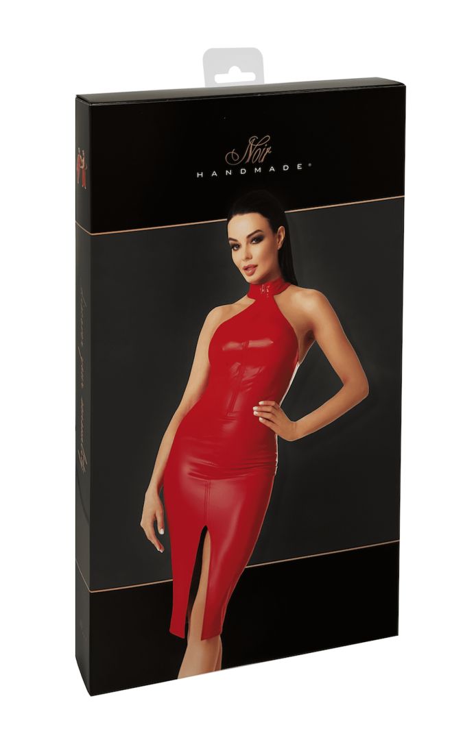 F354 midi robe Orgia Rouge – Noir Handmade – vue 7