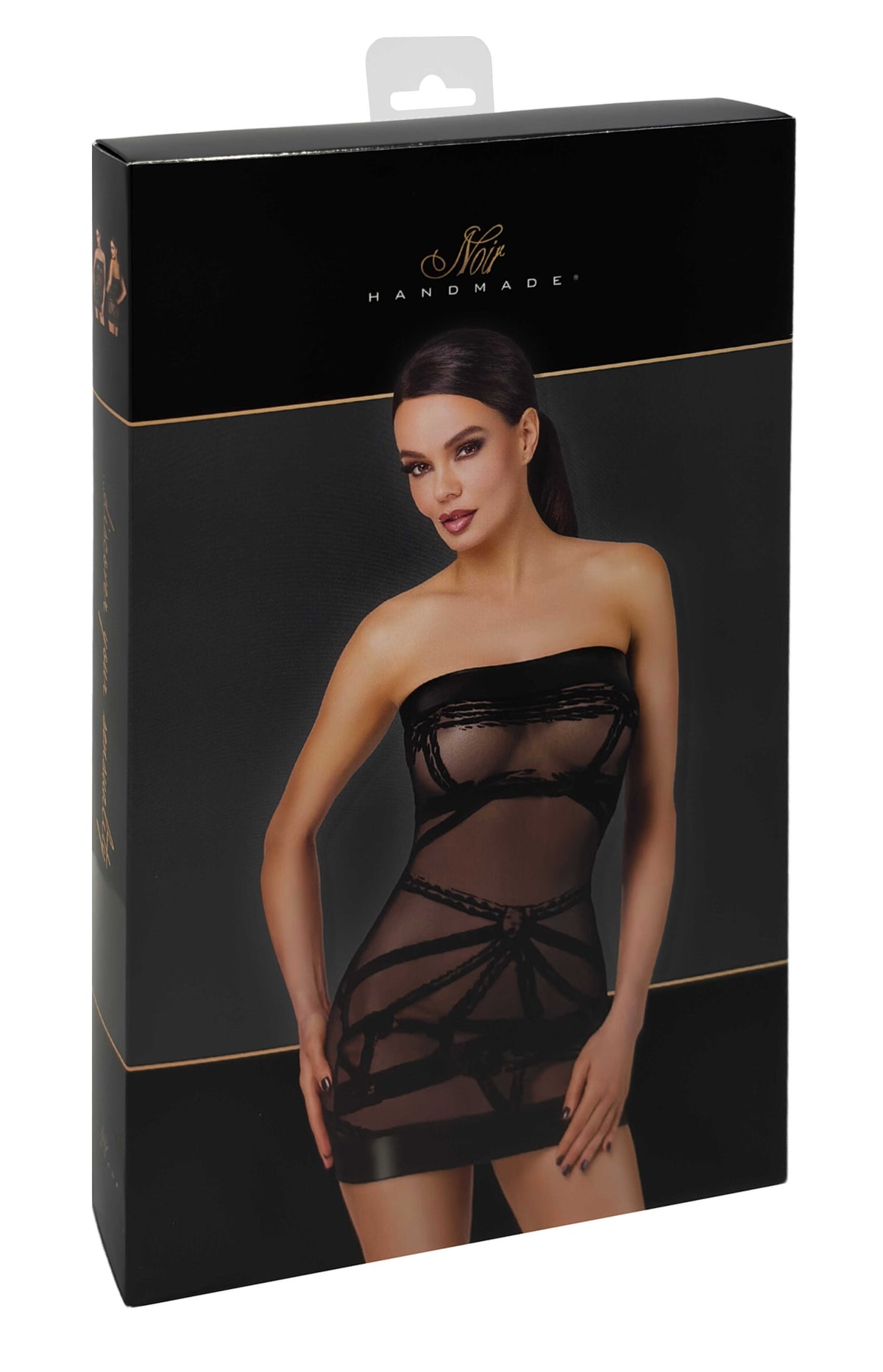 F359 Bondesque Mini robe épaule dénudée – Noir Handmade – vue 7