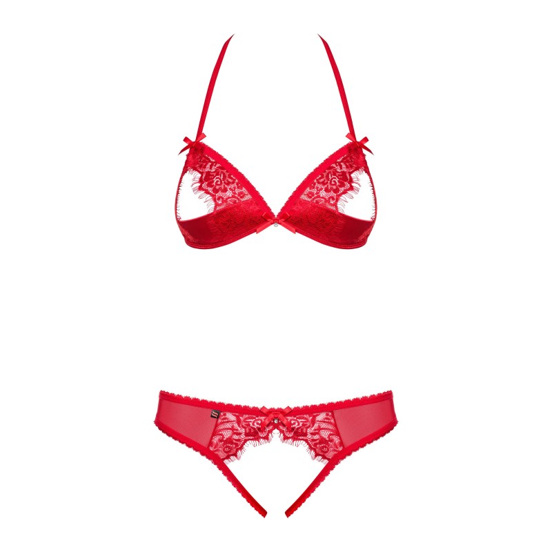 870-SEC-3 Ensemble ouvert 2 pcs – Rouge – Obsessive