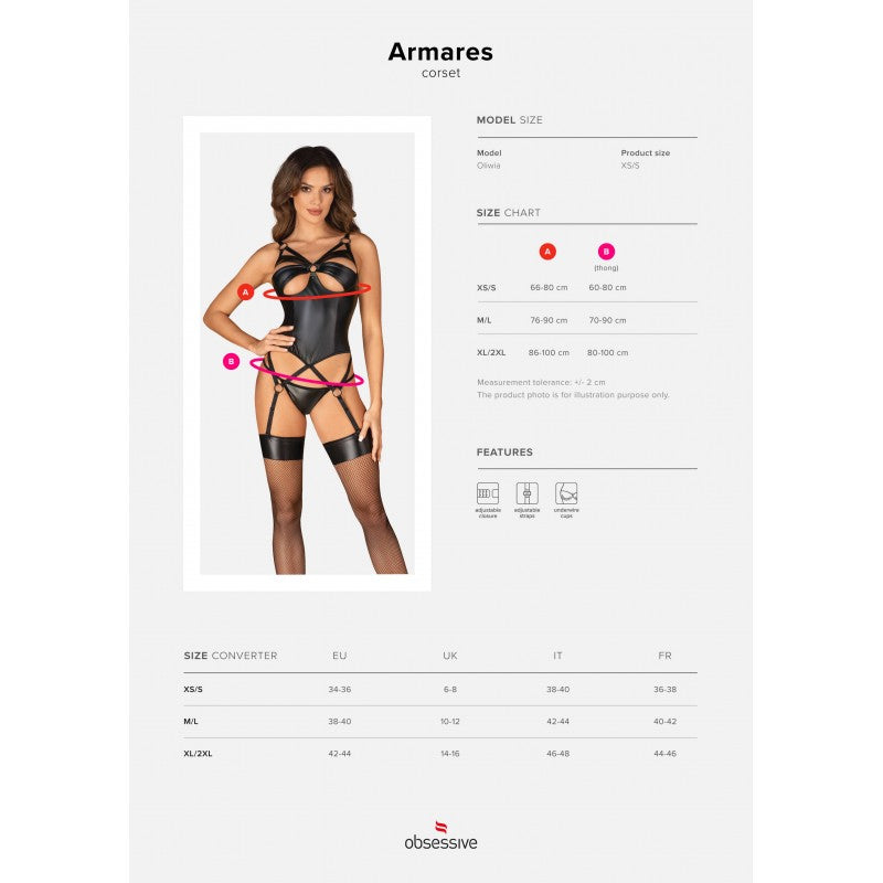 Armares guêpière et string Noir Obsessive