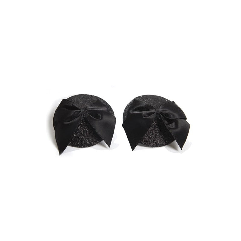 Cache-tétons Burlesque Noeud et Paillettes Noir Bijoux Indiscrets