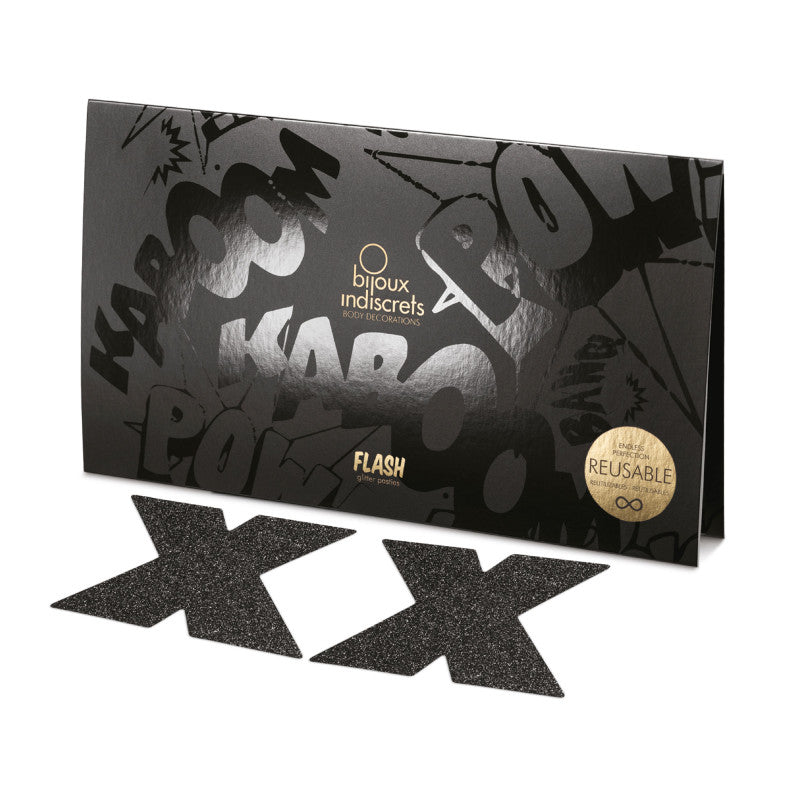 Flash - Cache-tétons Croix - Noir – Bijoux Indiscrets – vue 4
