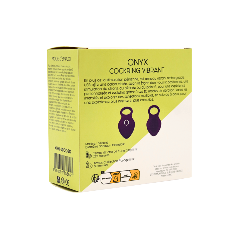 ONYX Cockring Vibrant Rechargeable USB Coeur Ardent
