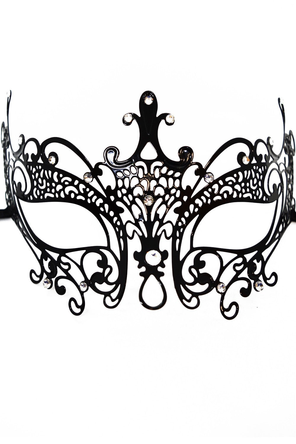 Masque vénitien Lucia rigide noir avec strass – Be Lily Accessories – vue 2