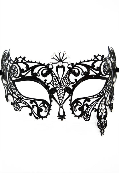 Masque vénitien Bianca rigide doré avec strass – Be Lily Accessories – vue 2