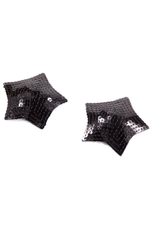 Paire de cache tétons adhésifs étoile pailletée sequin noir – Be Lily Accessories – vue 1
