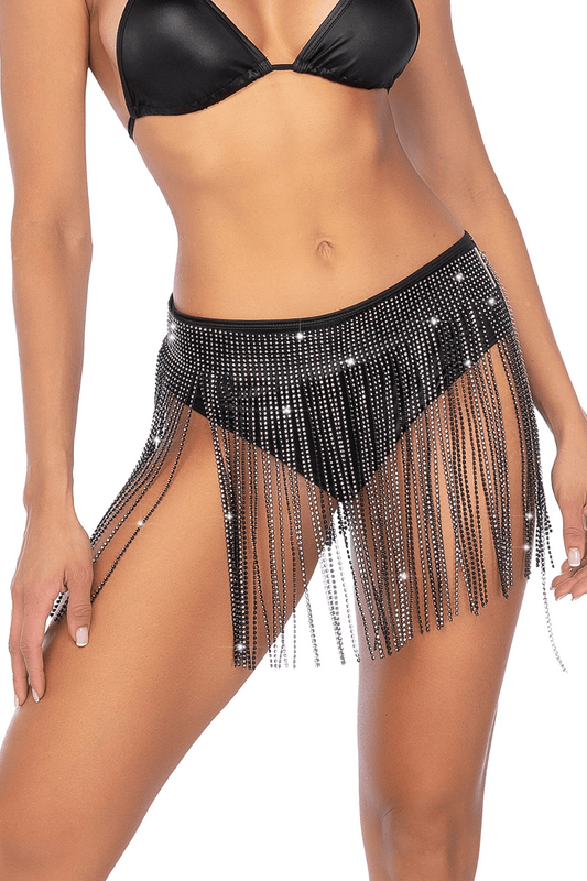 Jupe glamour à franges ornée de strass – Mapalé – vue 1