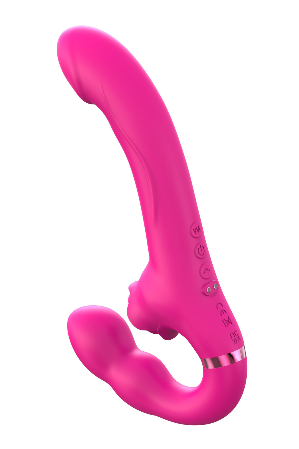 Vibromasseur ROSEA Strap-on Triple Action Télécommandé – Coeur Ardent – vue 5