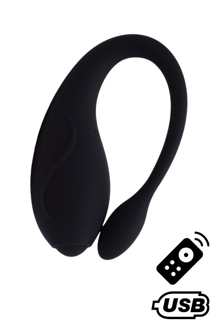 TANDEM Noir, stimulateur pour couple USB avec télécommande en silicone médical – Coeur Ardent – vue 1