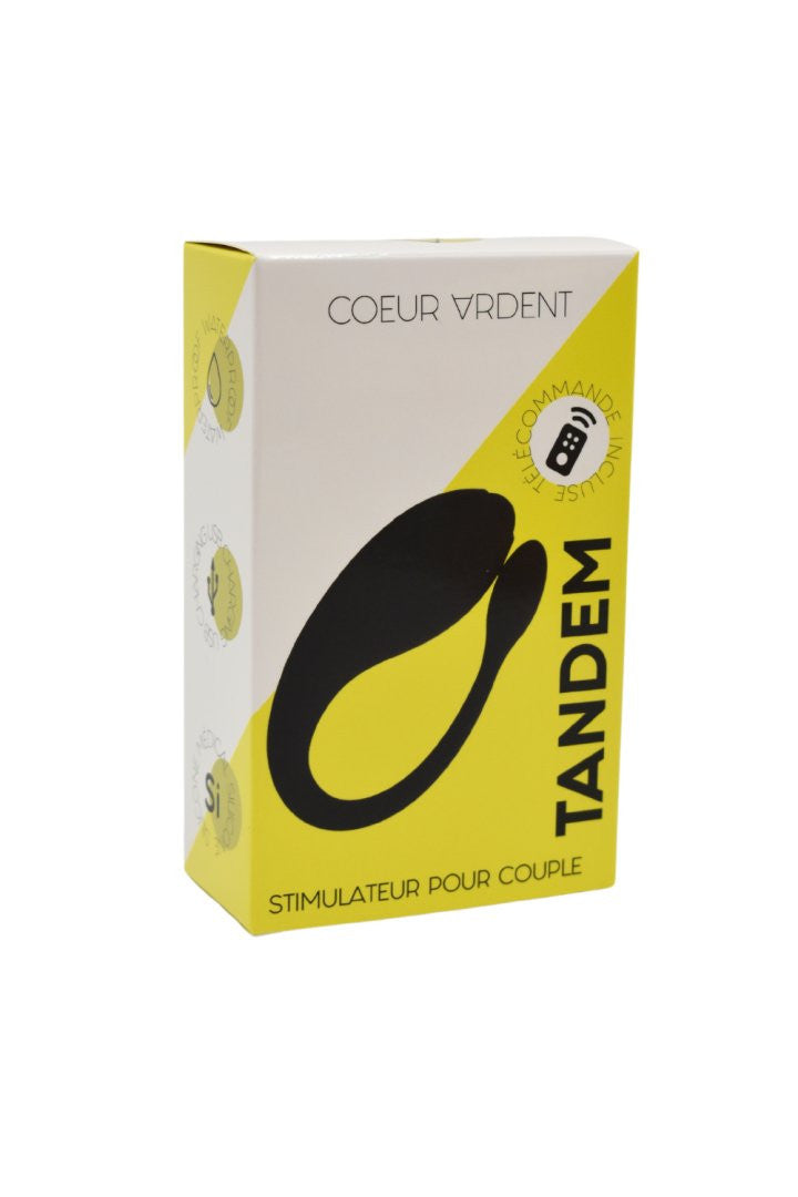 TANDEM Noir, stimulateur pour couple USB avec télécommande en silicone médical – Coeur Ardent – vue 2