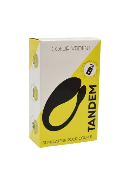 TANDEM Noir, stimulateur pour couple USB avec télécommande en silicone médical – Coeur Ardent – vue 2