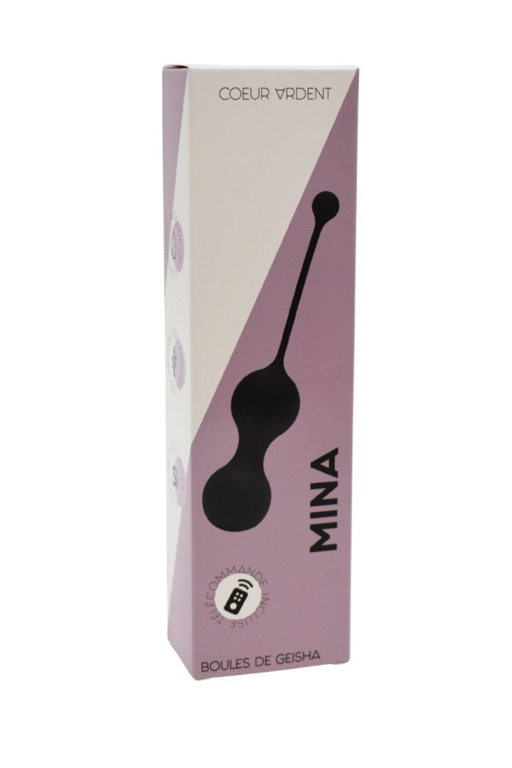 MINA Noir, Boules de Geisha en silicone médical USB avec télécommande – Coeur Ardent – vue 2