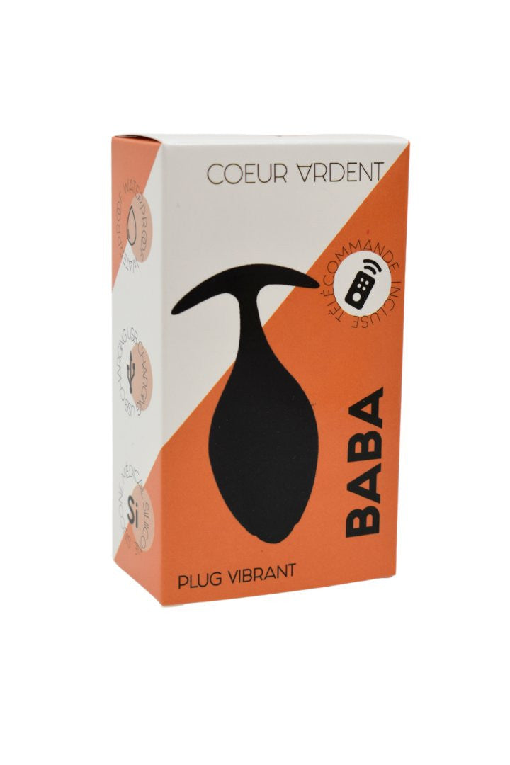 BABA, Plug vibrant anal noir USB, avec télécommande – Coeur Ardent – vue 2