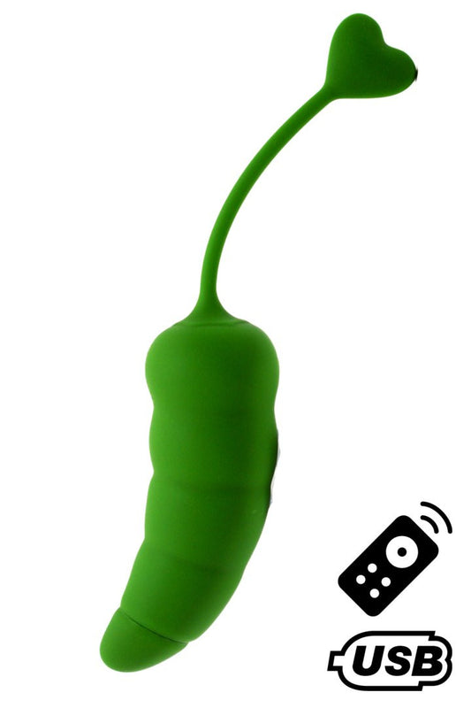 PIMENTO, Un Œuf vibrant avec télécommande, couleur et forme Piment en silicone médical – Coeur Ardent – vue 1