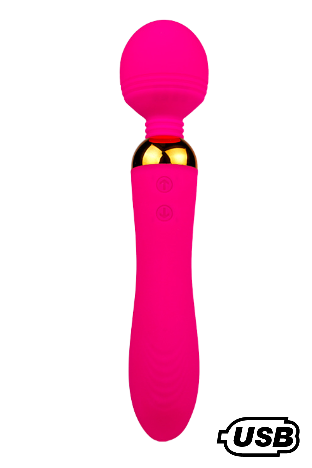 SHAKE Rose, Vibromasseur Wand USB en silicone médical avec 2 puissants moteurs indépendants – Coeur Ardent – vue 1