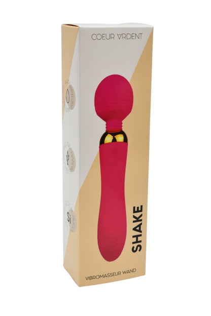 SHAKE Rose, Vibromasseur Wand USB en silicone médical avec 2 puissants moteurs indépendants – Coeur Ardent – vue 2