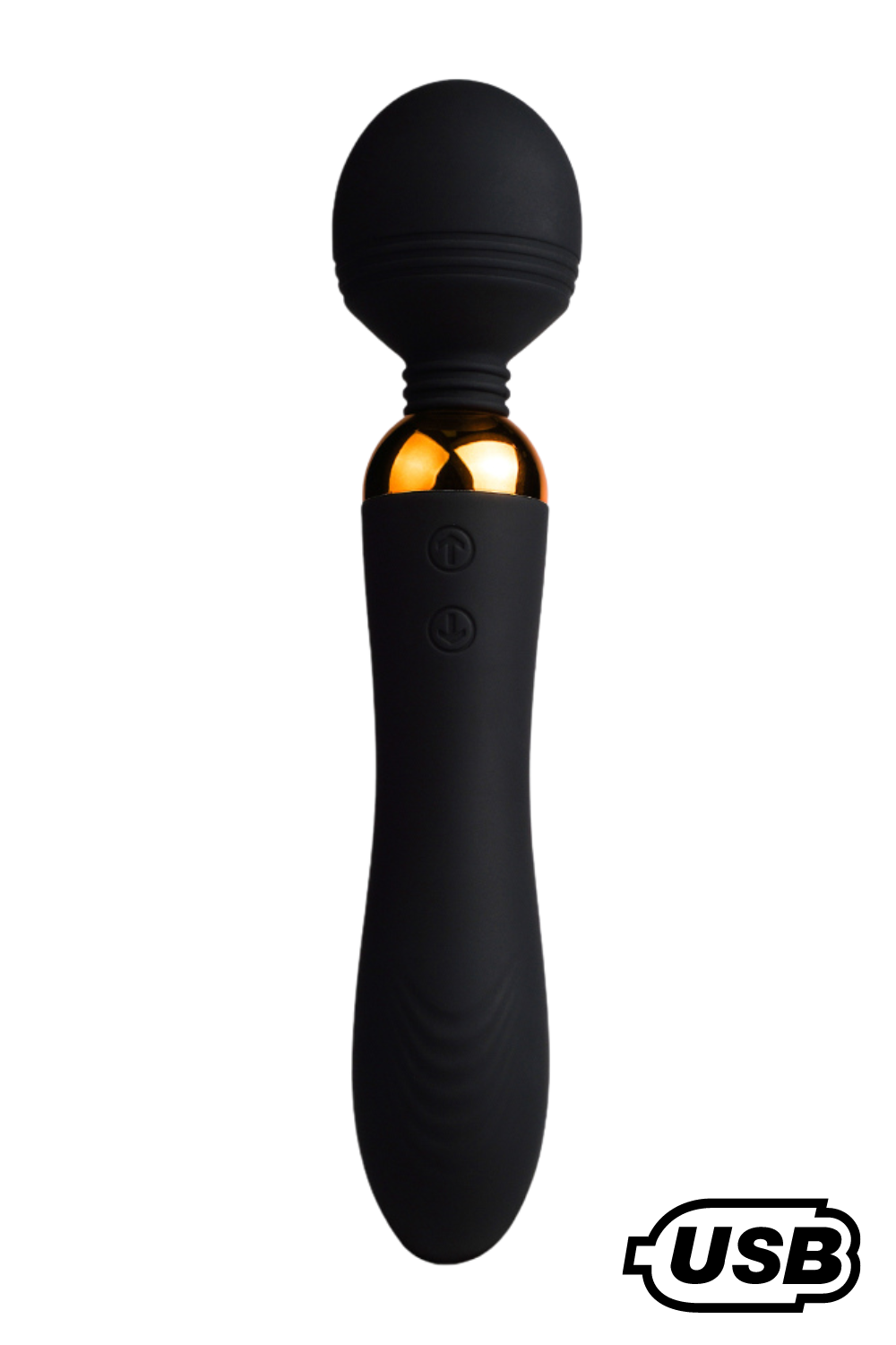 SHAKE Noir, Vibromasseur Wand USB en silicone médical avec 2 puissants moteurs indépendants – Coeur Ardent – vue 1