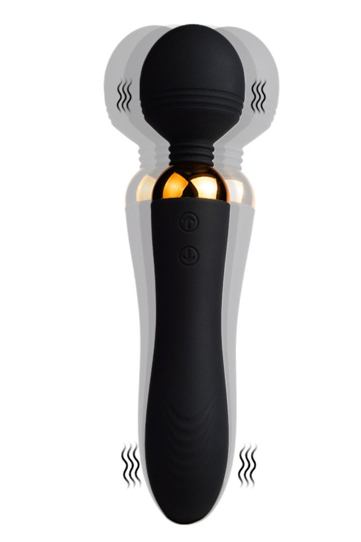 SHAKE Noir, Vibromasseur Wand USB en silicone médical avec 2 puissants moteurs indépendants – Coeur Ardent – vue 2