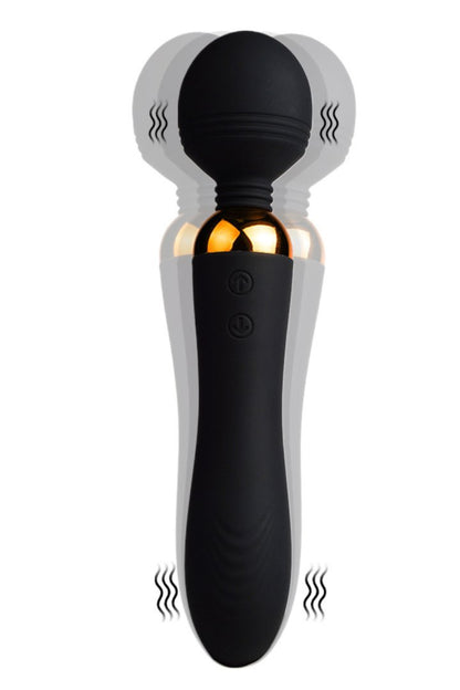 SHAKE Noir, Vibromasseur Wand USB en silicone médical avec 2 puissants moteurs indépendants – Coeur Ardent – vue 2