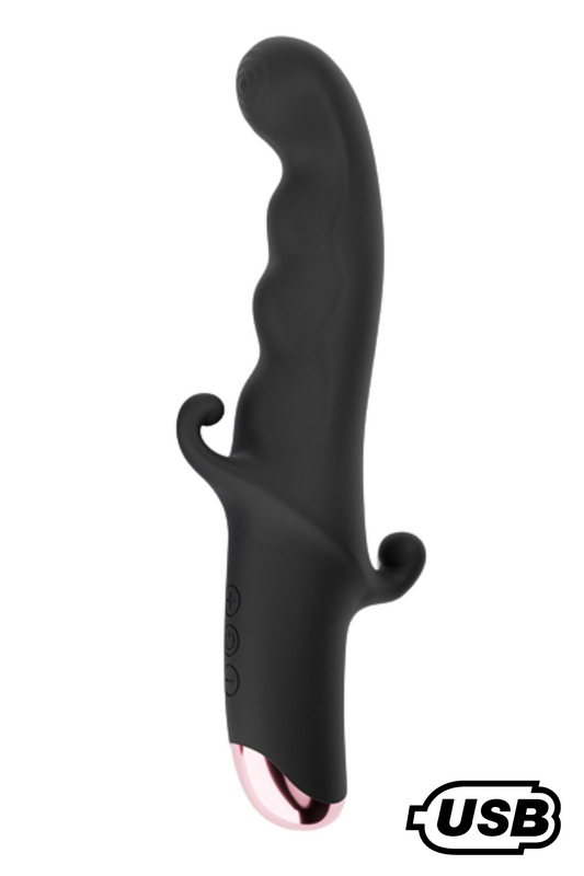 BLACK KNIGHT, Vibromasseur Point G USB en silicone médical doux, doté de 10 modes de vibration – Coeur Ardent – vue 1