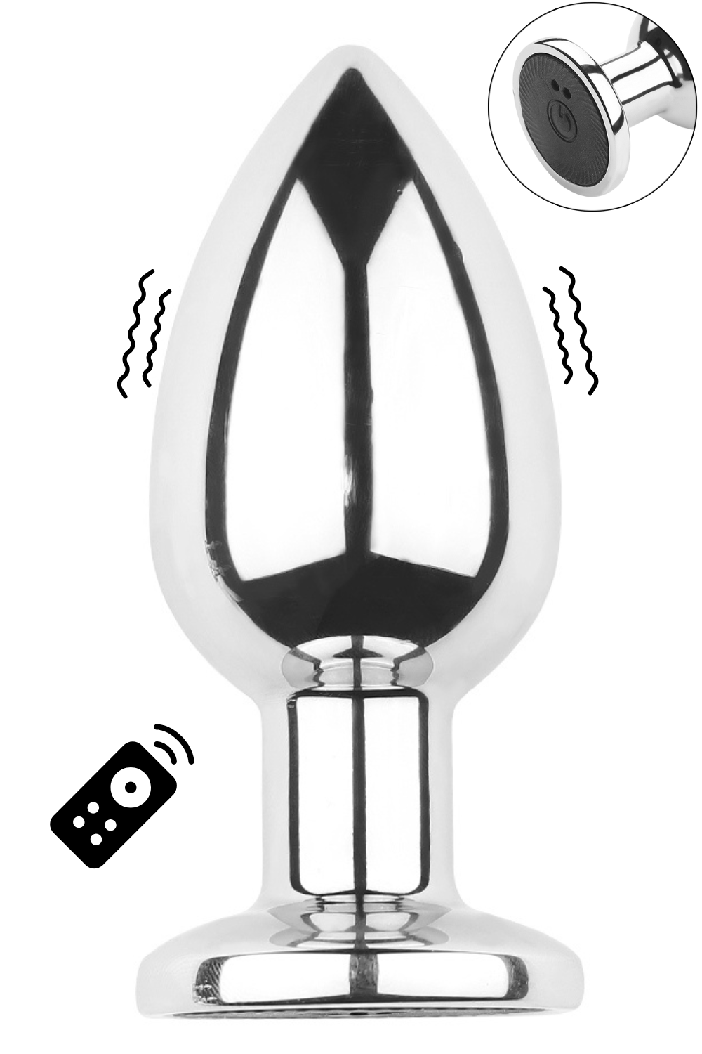 Plug vibrant acier inoxydable anal taille M avec télécommande, USB BOOTY – Coeur Ardent – vue 1