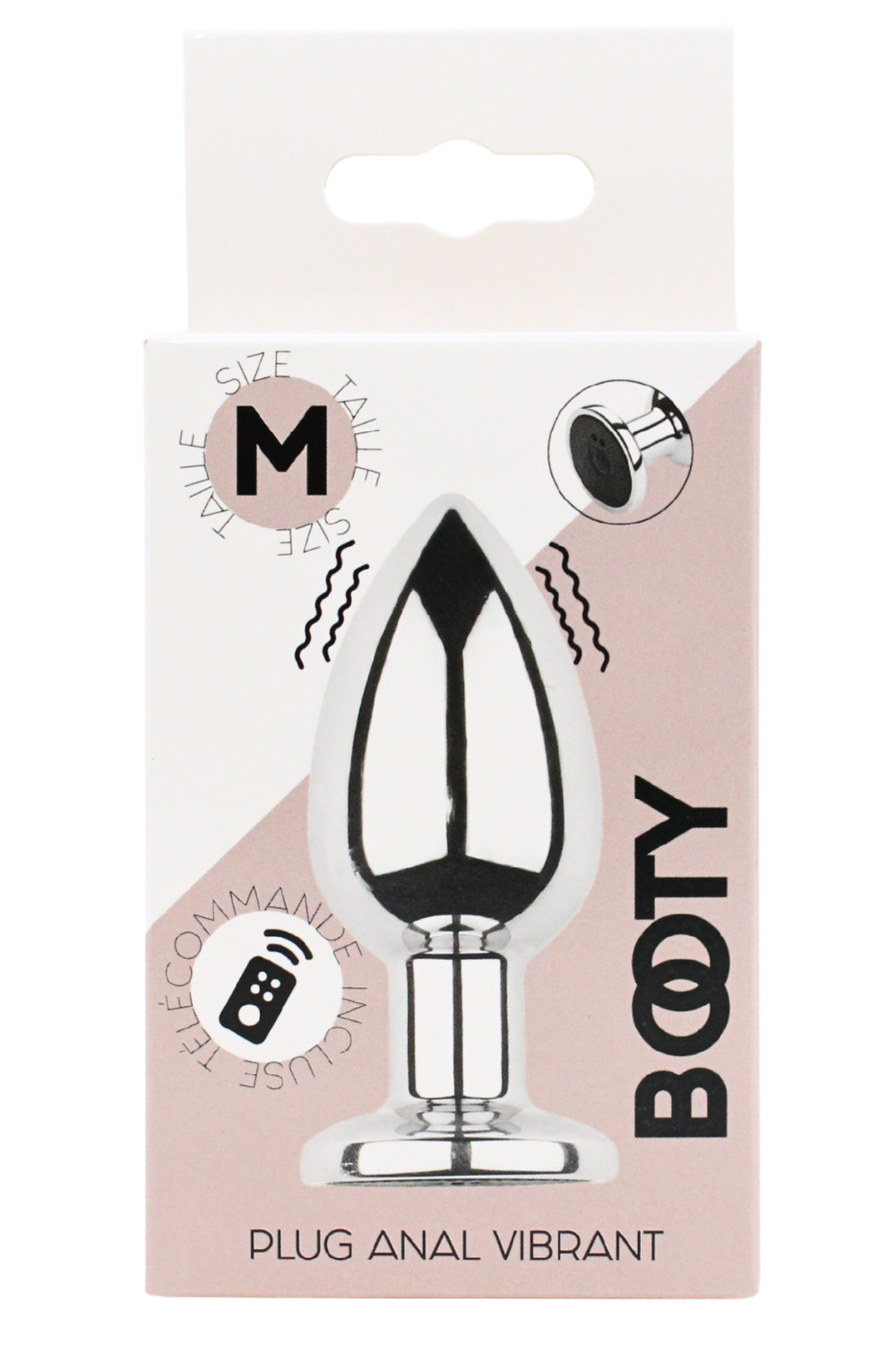 Plug vibrant acier inoxydable anal taille M avec télécommande, USB BOOTY – Coeur Ardent – vue 2