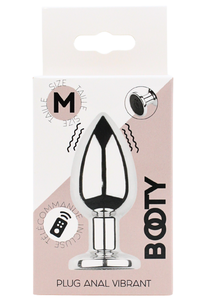 Plug vibrant acier inoxydable anal taille M avec télécommande, USB BOOTY – Coeur Ardent – vue 2
