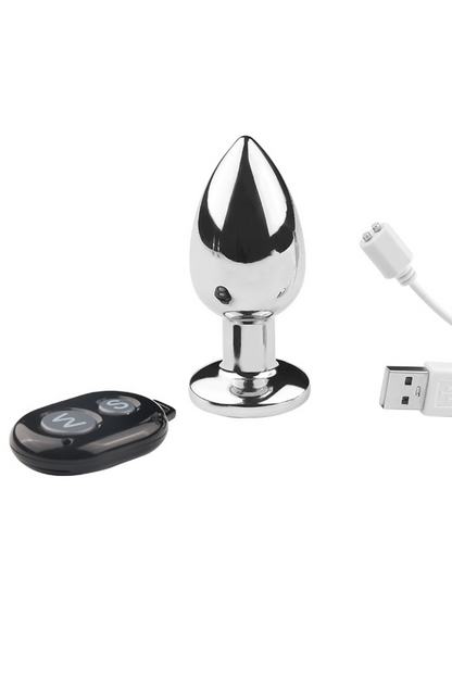 Plug vibrant acier inoxydable anal taille M avec télécommande, USB BOOTY – Coeur Ardent – vue 4