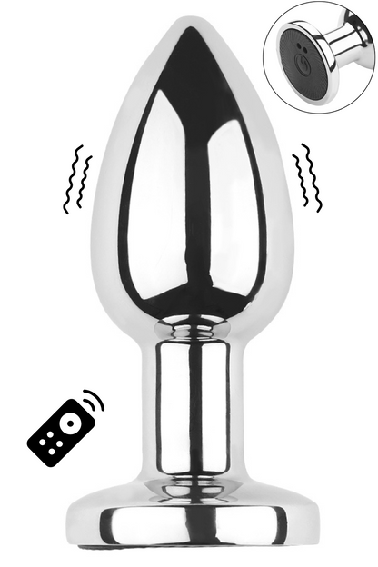 Plug vibrant acier inoxydable anal taille S avec télécommande, USB BOOTY – Coeur Ardent – vue 1
