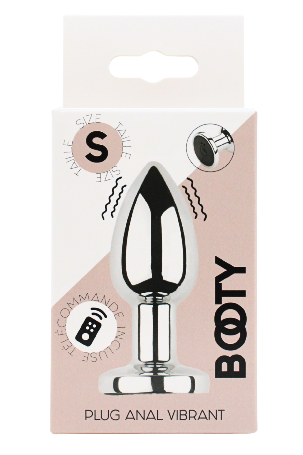 Plug vibrant acier inoxydable anal taille S avec télécommande, USB BOOTY – Coeur Ardent – vue 2