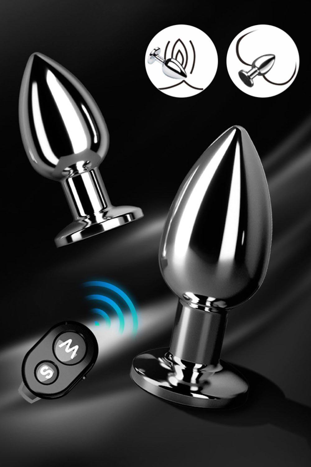 Plug vibrant acier inoxydable anal taille S avec télécommande, USB BOOTY – Coeur Ardent – vue 8