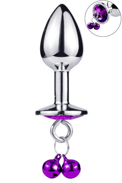 Plug bijou aluminium violet avec clochettes Taille S JINGLE – Coeur Ardent – vue 1