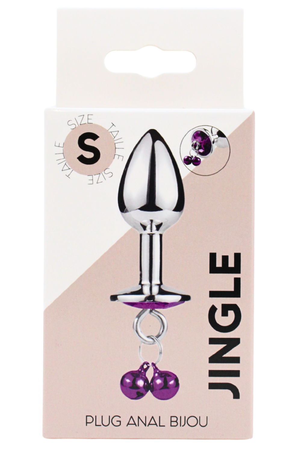 Plug bijou aluminium violet avec clochettes Taille S JINGLE – Coeur Ardent – vue 2