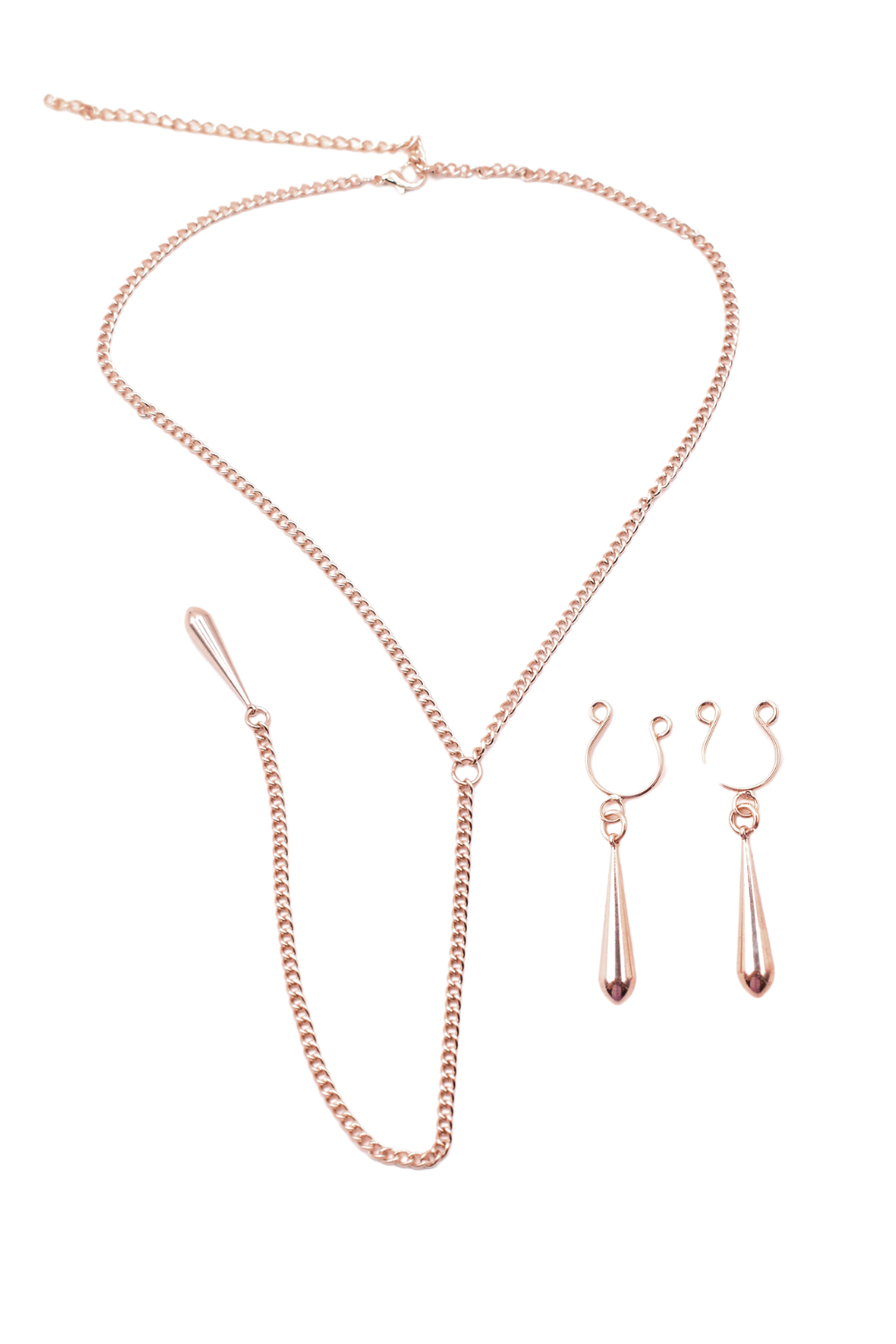 bijoux de corps, pinces de seins goutte et tour de cou chainette – Be Lily Accessories – vue 4