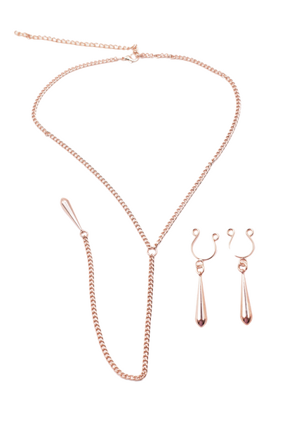 bijoux de corps, pinces de seins goutte et tour de cou chainette – Be Lily Accessories – vue 4