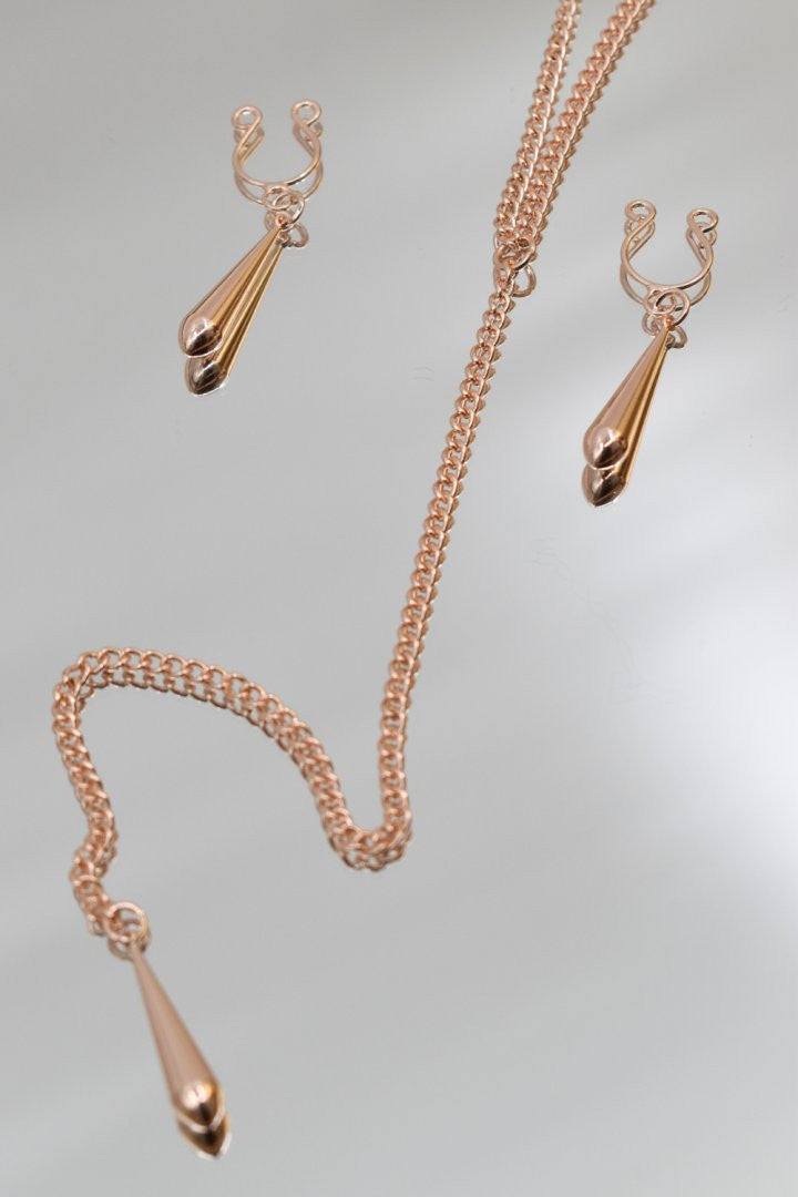 bijoux de corps, pinces de seins goutte et tour de cou chainette – Be Lily Accessories – vue 7