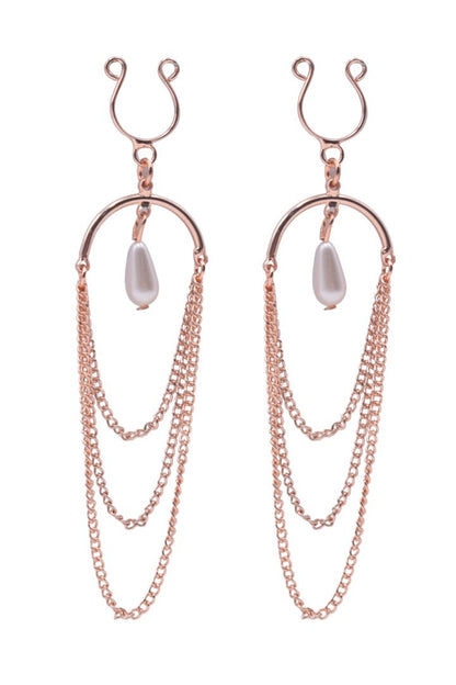 Bijoux de seins avec 3 chaînettes doré rose et une perle – Be Lily Accessories – vue 4